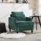 Modern Upholstered Accent Chair with Ottoman Boucle Fabric Wood Frame Ergonomic Backrest Padded Seat Living Room Bedroom Lounge
