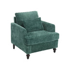 Modern Upholstered Accent Chair with Ottoman Boucle Fabric Wood Frame Ergonomic Backrest Padded Seat Living Room Bedroom Lounge
