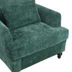 Modern Upholstered Accent Chair with Ottoman Boucle Fabric Wood Frame Ergonomic Backrest Padded Seat Living Room Bedroom Lounge