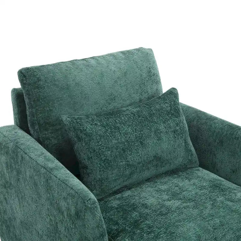 Modern Upholstered Accent Chair with Ottoman Boucle Fabric Wood Frame Ergonomic Backrest Padded Seat Living Room Bedroom Lounge