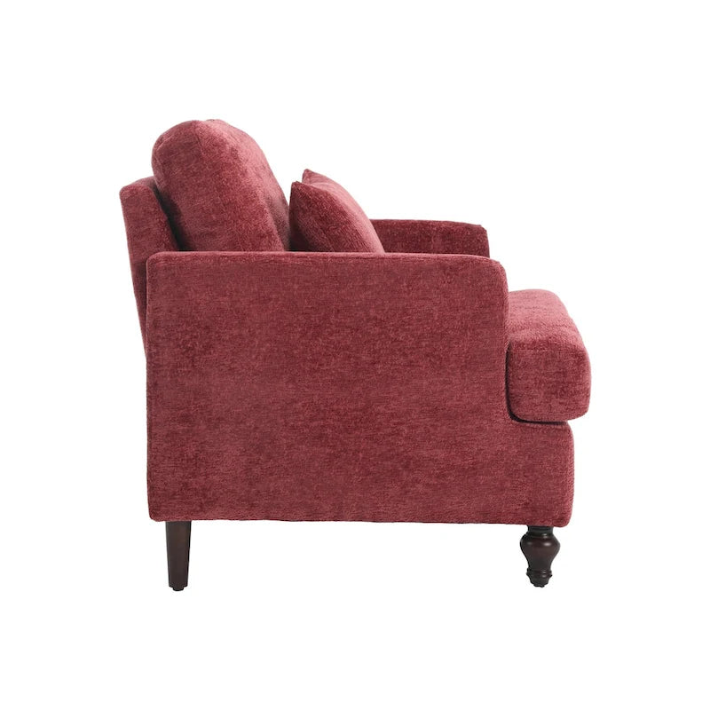 Modern Upholstered Accent Chair with Ottoman Boucle Fabric Wood Frame Ergonomic Backrest Padded Seat Living Room Bedroom Lounge