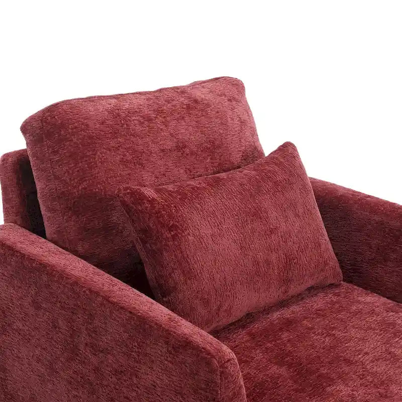 Modern Upholstered Accent Chair with Ottoman Boucle Fabric Wood Frame Ergonomic Backrest Padded Seat Living Room Bedroom Lounge