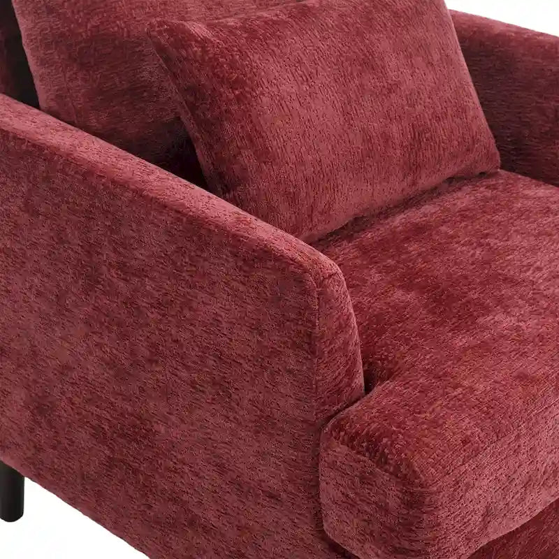 Modern Upholstered Accent Chair with Ottoman Boucle Fabric Wood Frame Ergonomic Backrest Padded Seat Living Room Bedroom Lounge