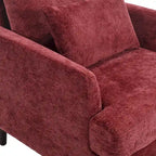 Modern Upholstered Accent Chair with Ottoman Boucle Fabric Wood Frame Ergonomic Backrest Padded Seat Living Room Bedroom Lounge