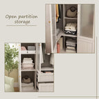 Large Frosted Glass Wardrobe with Soft-Close Hinges | MDF Construction | Light Gray Wood Grain | Gold Handles | Customizable Walk-In Closet