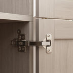 Large Frosted Glass Wardrobe with Soft-Close Hinges | MDF Construction | Light Gray Wood Grain | Gold Handles | Customizable Walk-In Closet