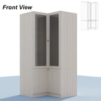 Large Frosted Glass Wardrobe with Soft-Close Hinges | MDF Construction | Light Gray Wood Grain | Gold Handles | Customizable Walk-In Closet