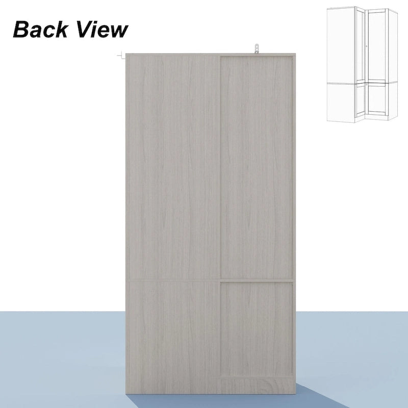 Large Frosted Glass Wardrobe with Soft-Close Hinges | MDF Construction | Light Gray Wood Grain | Gold Handles | Customizable Walk-In Closet