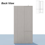 Large Frosted Glass Wardrobe with Soft-Close Hinges | MDF Construction | Light Gray Wood Grain | Gold Handles | Customizable Walk-In Closet