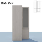 Large Frosted Glass Wardrobe with Soft-Close Hinges | MDF Construction | Light Gray Wood Grain | Gold Handles | Customizable Walk-In Closet