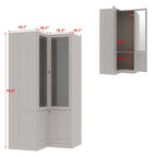Large Frosted Glass Wardrobe with Soft-Close Hinges | MDF Construction | Light Gray Wood Grain | Gold Handles | Customizable Walk-In Closet