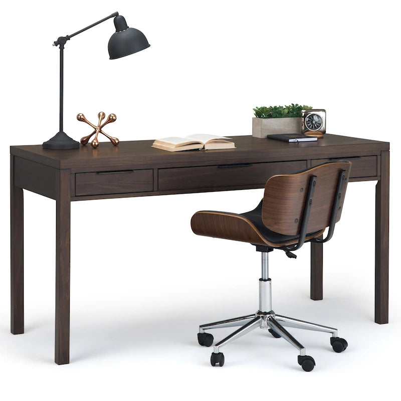 60" Solid Wood Office Desk 2 Side Drawers Keyboard Tray Ball Bearing Glides 24"D x 60"W x 31.5"H Contemporary Home Executive Desk