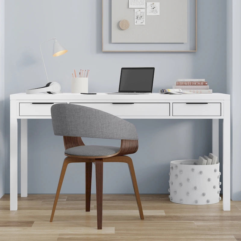 60" Solid Wood Office Desk 2 Side Drawers Keyboard Tray Ball Bearing Glides 24"D x 60"W x 31.5"H Contemporary Home Executive Desk