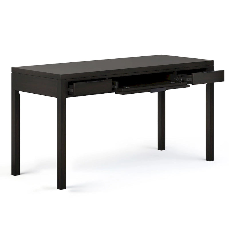 60" Solid Wood Office Desk 2 Side Drawers Keyboard Tray Ball Bearing Glides 24"D x 60"W x 31.5"H Contemporary Home Executive Desk