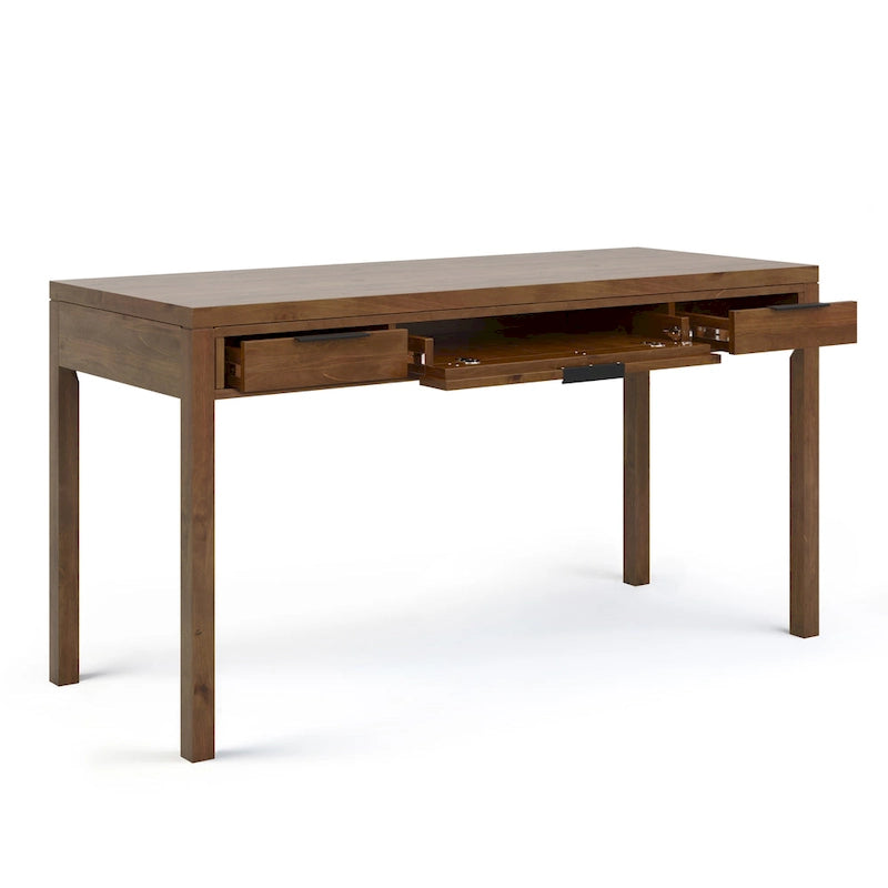 60" Solid Wood Office Desk 2 Side Drawers Keyboard Tray Ball Bearing Glides 24"D x 60"W x 31.5"H Contemporary Home Executive Desk