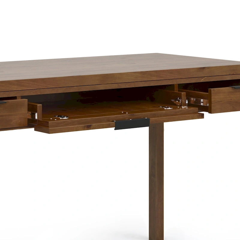 60" Solid Wood Office Desk 2 Side Drawers Keyboard Tray Ball Bearing Glides 24"D x 60"W x 31.5"H Contemporary Home Executive Desk