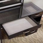 Makeup Vanity Set 3-Piece Solid Wood 6 Drawers LED Mirror Padded Stool 60"W x 20"D x 30"H Contemporary Transitional Style