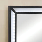 Makeup Vanity Set 3-Piece Solid Wood 6 Drawers LED Mirror Padded Stool 60"W x 20"D x 30"H Contemporary Transitional Style