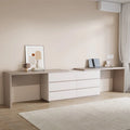 Expandable Home Office Desk 102-144 Inch Adjustable Length with 6 Drawers Modern Dual-Color MDF Dresser Desk for 2 People