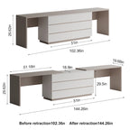 Expandable Home Office Desk 102-144 Inch Adjustable Length with 6 Drawers Modern Dual-Color MDF Dresser Desk for 2 People