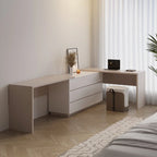 Expandable Home Office Desk 102-144 Inch Adjustable Length with 6 Drawers Modern Dual-Color MDF Dresser Desk for 2 People