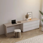 Expandable Home Office Desk 102-144 Inch Adjustable Length with 6 Drawers Modern Dual-Color MDF Dresser Desk for 2 People