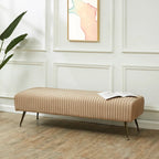 Contemporary Velvet Bench 60"W x 21"D x 18"H - Giotto Shale Upholstered Seating with Brass Capped Legs for Living Room