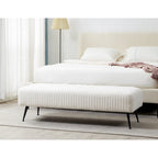 Contemporary Velvet Bench 60"W x 21"D x 18"H - Giotto Shale Upholstered Seating with Brass Capped Legs for Living Room