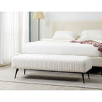 Contemporary Velvet Bench 60"W x 21"D x 18"H - Giotto Shale Upholstered Seating with Brass Capped Legs for Living Room