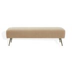 Contemporary Velvet Bench 60"W x 21"D x 18"H - Giotto Shale Upholstered Seating with Brass Capped Legs for Living Room