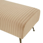 Contemporary Velvet Bench 60"W x 21"D x 18"H - Giotto Shale Upholstered Seating with Brass Capped Legs for Living Room