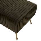 Contemporary Velvet Bench 60"W x 21"D x 18"H - Giotto Shale Upholstered Seating with Brass Capped Legs for Living Room