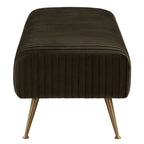 Contemporary Velvet Bench 60"W x 21"D x 18"H - Giotto Shale Upholstered Seating with Brass Capped Legs for Living Room