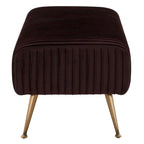 Contemporary Velvet Bench 60"W x 21"D x 18"H - Giotto Shale Upholstered Seating with Brass Capped Legs for Living Room