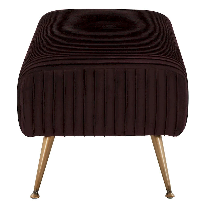 Contemporary Velvet Bench 60"W x 21"D x 18"H - Giotto Shale Upholstered Seating with Brass Capped Legs for Living Room