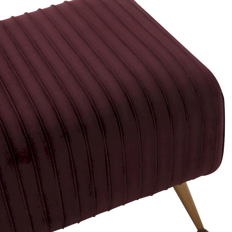 Contemporary Velvet Bench 60"W x 21"D x 18"H - Giotto Shale Upholstered Seating with Brass Capped Legs for Living Room