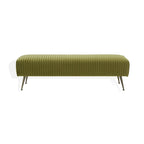 Contemporary Velvet Bench 60"W x 21"D x 18"H - Giotto Shale Upholstered Seating with Brass Capped Legs for Living Room