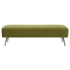 Contemporary Velvet Bench 60"W x 21"D x 18"H - Giotto Shale Upholstered Seating with Brass Capped Legs for Living Room