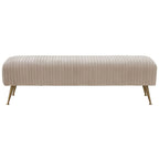 Contemporary Velvet Bench 60"W x 21"D x 18"H - Giotto Shale Upholstered Seating with Brass Capped Legs for Living Room