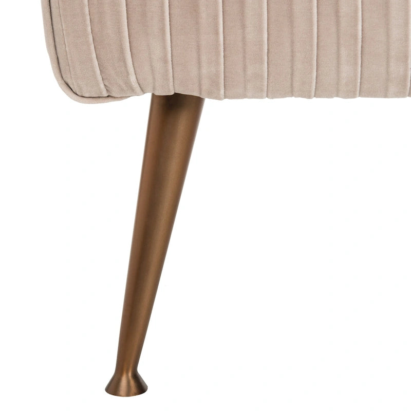 Contemporary Velvet Bench 60"W x 21"D x 18"H - Giotto Shale Upholstered Seating with Brass Capped Legs for Living Room