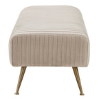 Contemporary Velvet Bench 60"W x 21"D x 18"H - Giotto Shale Upholstered Seating with Brass Capped Legs for Living Room
