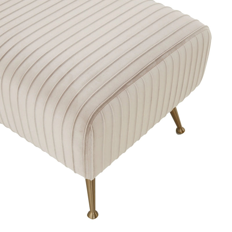 Contemporary Velvet Bench 60"W x 21"D x 18"H - Giotto Shale Upholstered Seating with Brass Capped Legs for Living Room