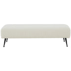 Contemporary Velvet Bench 60"W x 21"D x 18"H - Giotto Shale Upholstered Seating with Brass Capped Legs for Living Room