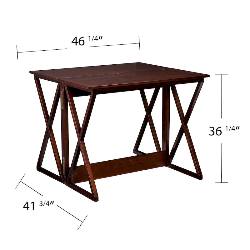 Espresso Counter Height Convertible Table | Foldable Console to Dining Desk | Seats 2-4 | Engineered Wood | 46.25"W x 37"H