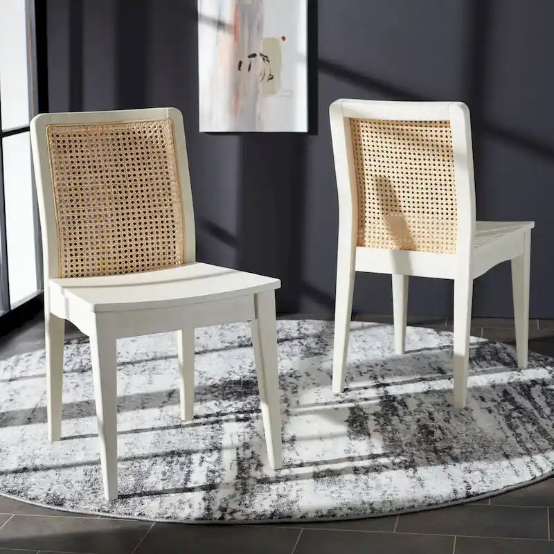 Coastal Rattan Dining Chair Set of 2 | Natural Finish | 18.9"W x 22.3"D x 33.9"H | Comfortable Seating