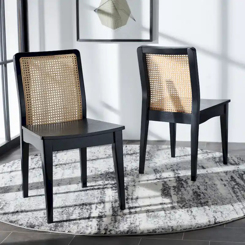 Coastal Rattan Dining Chair Set of 2 | Natural Finish | 18.9"W x 22.3"D x 33.9"H | Comfortable Seating