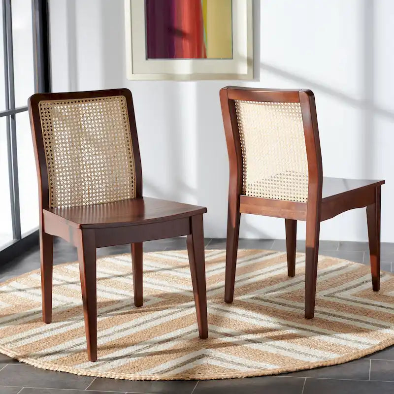 Coastal Rattan Dining Chair Set of 2 | Natural Finish | 18.9"W x 22.3"D x 33.9"H | Comfortable Seating