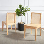 Coastal Rattan Dining Chair Set of 2 | Natural Finish | 18.9"W x 22.3"D x 33.9"H | Comfortable Seating