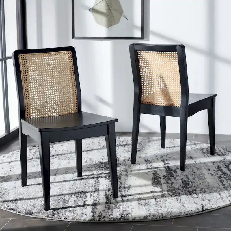 Coastal Rattan Dining Chair Set of 2 | Natural Finish | 18.9"W x 22.3"D x 33.9"H | Comfortable Seating