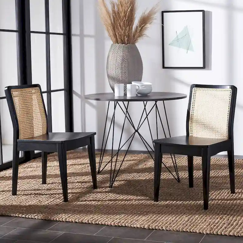 Coastal Rattan Dining Chair Set of 2 | Natural Finish | 18.9"W x 22.3"D x 33.9"H | Comfortable Seating
